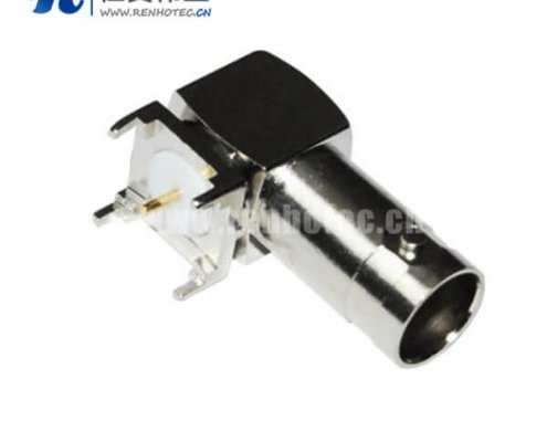 BNC弯式方形5引脚母头PCB板端高频同轴接插件