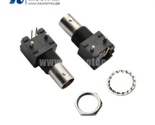 bnc插座黑色外壳塑胶 弯式射频同轴接插件PCB