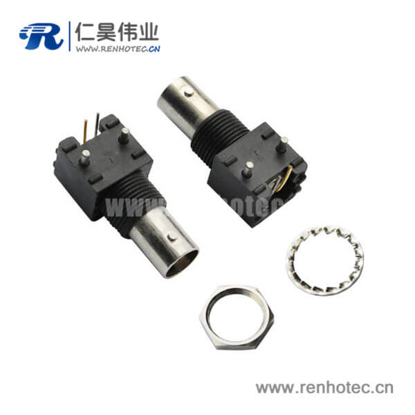 EB-001-0045 bnc插座黑色外壳塑胶 弯式射频同轴接插件PCB