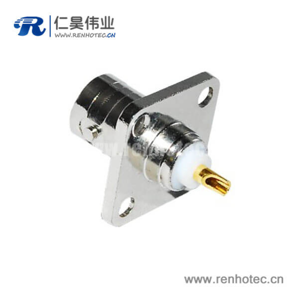 EB-001-0061 BNC4孔方形法兰母头直式锌合金射频同轴接插件
