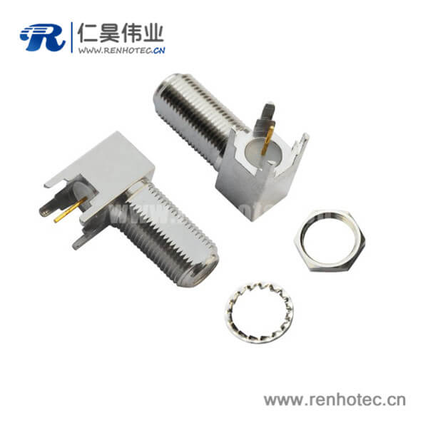 f射频同轴接插件pcb板端接插件弯式穿墙式母头