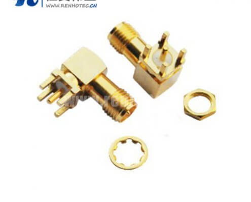 sma射频接插件反极性镀金弯式插座PCB板