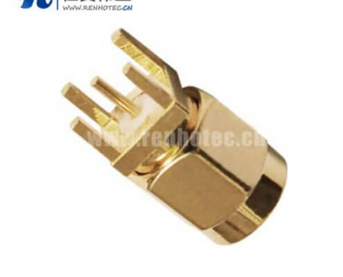 sma镀金公头PCB直插板射频同轴接插件