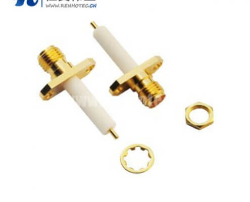 sma2孔法兰直式母头面板安装射频同轴接插件