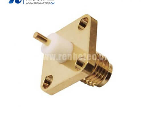sma射频接插件4孔方形法兰座子直式母头面板安装