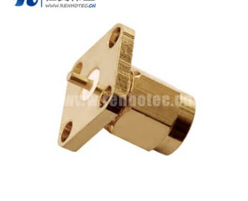 sma方形4孔法兰座子直式面板安装公头RF接插件射频同轴