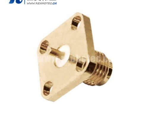 4孔母头面板安装直式同轴接插件sma法兰盘