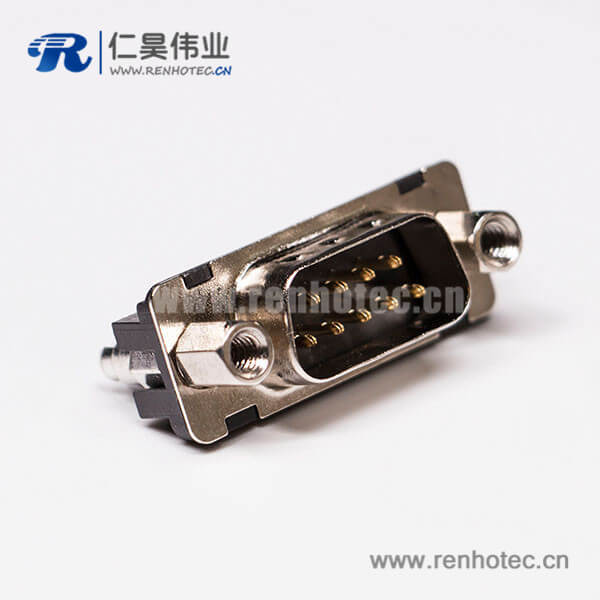 2 DB9连接头标准型公头直式接PCB板穿孔黑胶