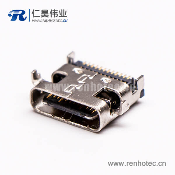 4 usb type c母头弯式SMT接PCB板接插件