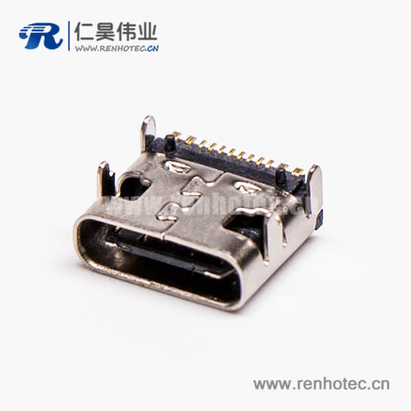 7 type c 接插件usb3.0母头弯式单排SMT接板