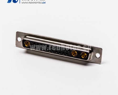 大电流接插件 D-SUB 25W3直式插孔光孔铆合母座接PCB