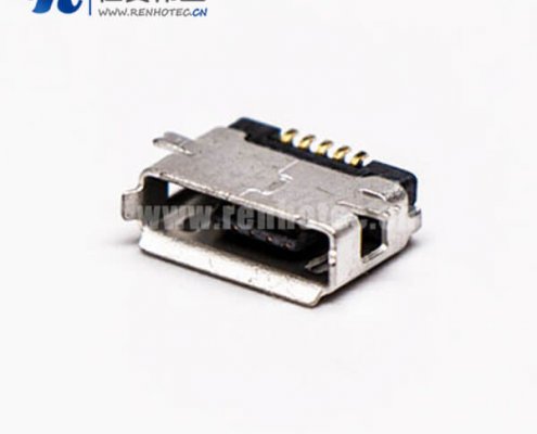 usb micro接口5pin母座直式全贴板SMT