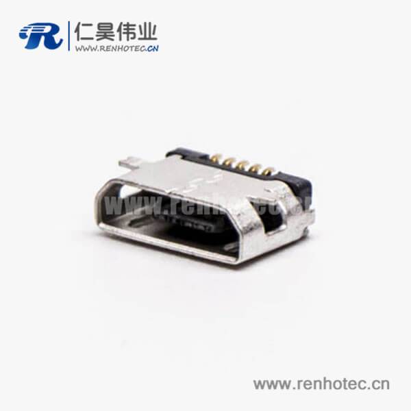 KY-MICRO-05T24 micro usb 接口B型母头SMT全贴板5针平口接插件