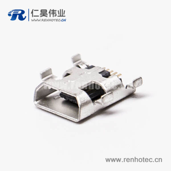 KY-MICRO-05T43 micro接口 usb母座5针SMT沉板H1.60 B型四脚DIP7.15