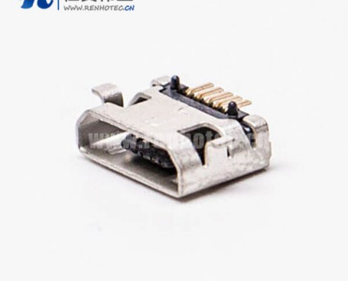 micro usb手机充电接口SMT全贴5针加宽型接插件