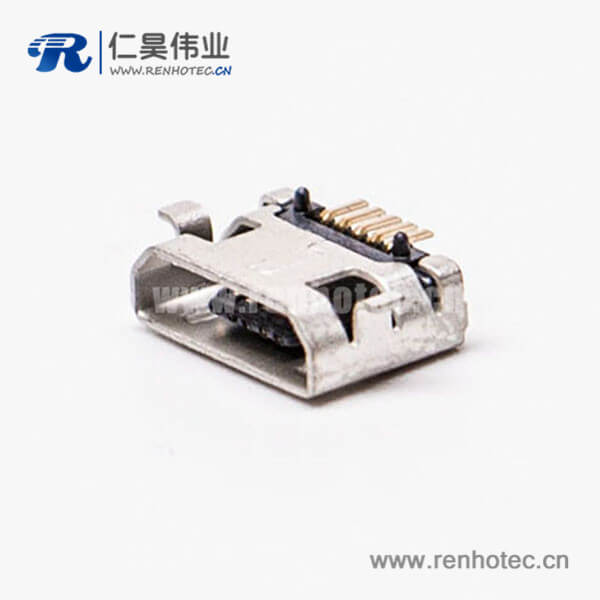 KY-MICRO-05T45 micro usb手机充电接口SMT全贴5针加宽型接插件