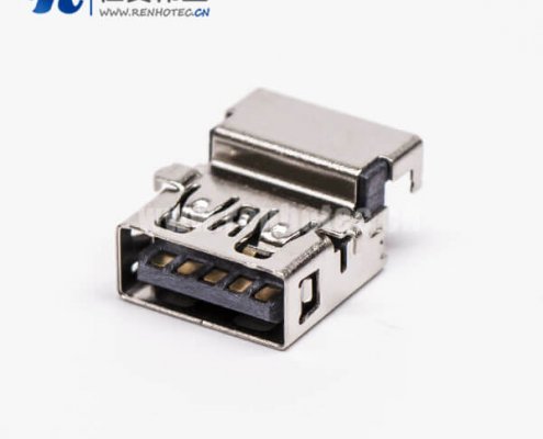 usb3.0接口黑色胶芯弯式母座沉板贴板加高接板