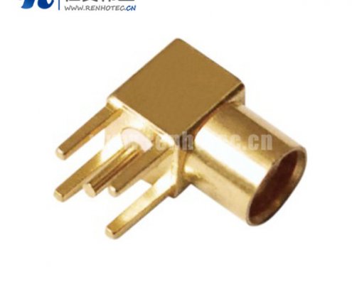 mcx同轴弯式镀金母头pcb射频接插件板端