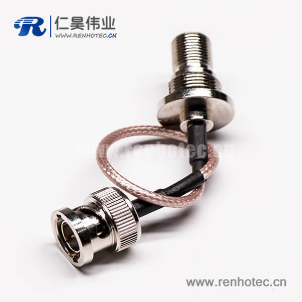 10 BNC接口公头直式转穿墙F母头射频同轴线缆RG179