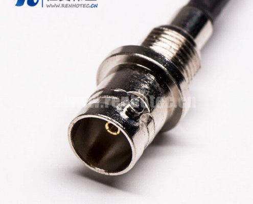 同轴线BNC母头板后安装穿墙式压接