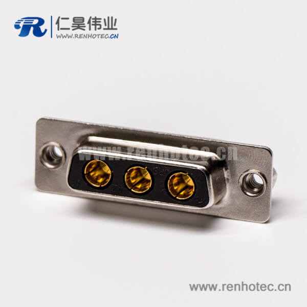 32 大电流db3w3母座180°焊板铆锁接PCB板混合型接插件