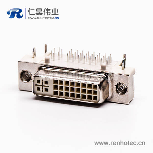 40 dvi接口pcb板弯角母头插板带鱼叉穿孔