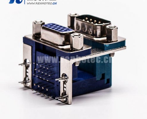 db接插件弯头双胞胎9公针15母针9.89铆锁接PCB板