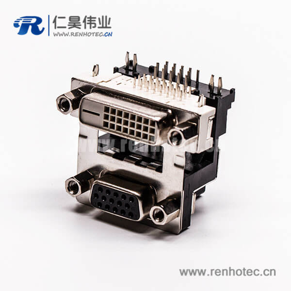 57 dvi与d sub双端口母头弯头弹片控孔5.48mm
