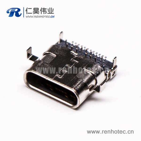 6 usb3.1type c母座弯头90度沉板式插板smt