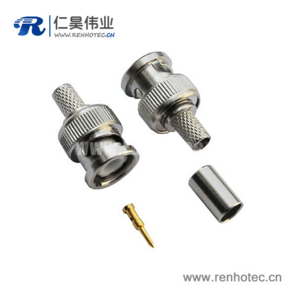 EB-001-0072 bnc公头接插件压接式50欧姆和75欧姆直式射频同轴