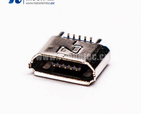 micro B usb接口母座B型5针180°SMT立贴式接插件