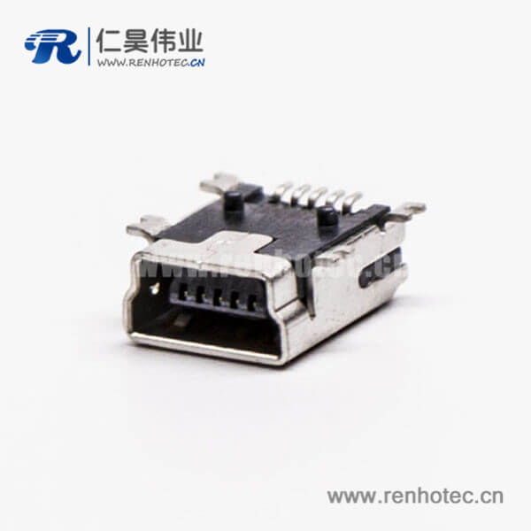 KY-MINI-F05T01 micro usb b型mini母头B型5针90°SMT贴板式接头
