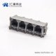 rj11座6P2C接插件1x4插板式接PCB板塑胶外壳
