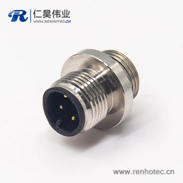 m12网线接头圆形接插件4pin公头航空插座A型后锁板防水焊线式 m12网线接头圆形接插件4pin公头航空插座A型后锁板防水焊线式