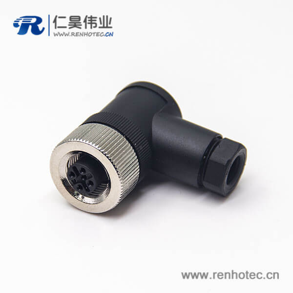 m12组装式90°母弯头4针接线母头防水插头工业接插件 m12组装式90°母弯头4针接线母头防水插头工业接插件