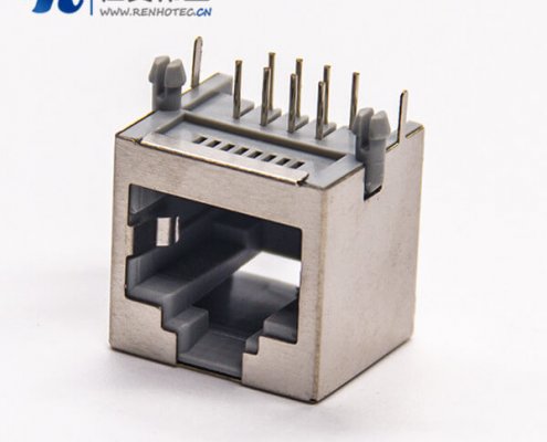 rj45接插件8p8c弯式插PCB板带屏蔽不带灯