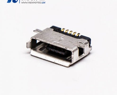 usb micro接口5pin母座直式全贴板SMT