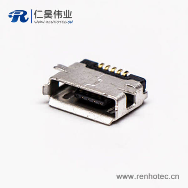 usb micro接口5pin母座直式全贴板SMT usb micro接口5pin母座直式全贴板SMT