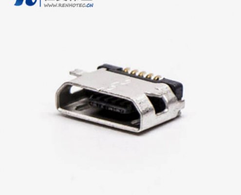 micro usb 接口B型母头SMT全贴板5针平口接插件