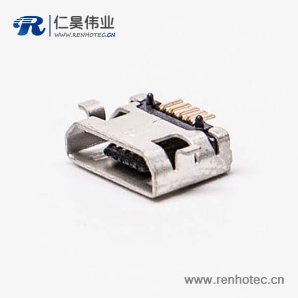 micro usb手机充电接口SMT全贴5针加宽型接插件 micro usb手机充电接口SMT全贴5针加宽型接插件