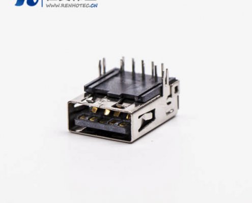 usb3.0母座接口type a弯式塑胶加长型插板带鱼叉脚