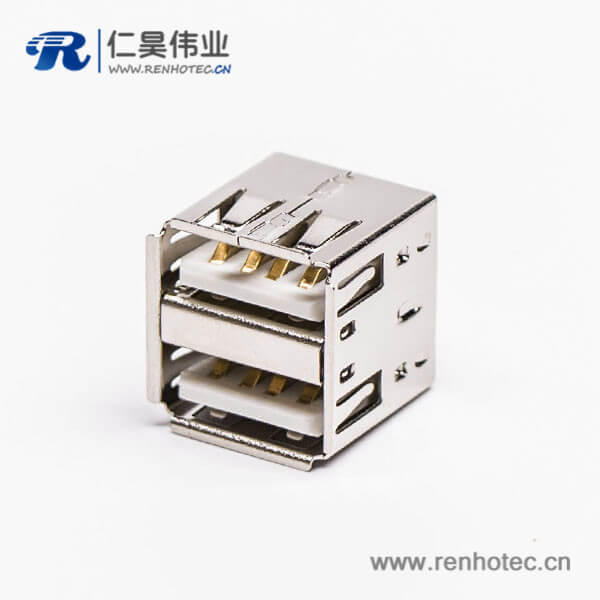 usb双层母座直式插板白色胶芯type a usb双层母座直式插板白色胶芯type a