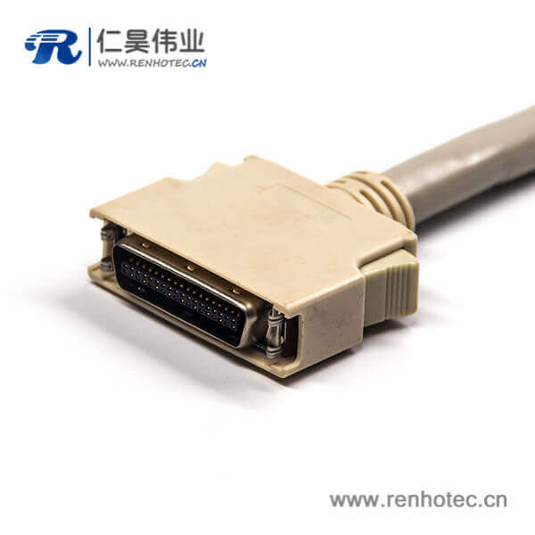 SCSI 接插件HPCN型白色塑胶壳双边线36芯公转公直式按键卡勾式连接线1米 SCSI 接插件HPCN型白色塑胶壳双边线36芯公转公直式按键卡勾式连接线1米