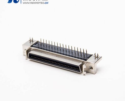 68针SCSI接插件弯式90度母头穿孔式接PCB板