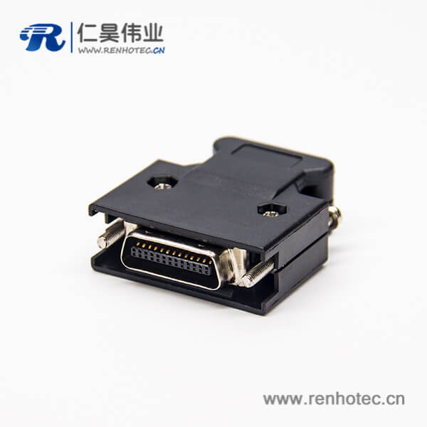 MDR SCSI 接插件 26针螺丝式公头黑色外壳塑料 MDR SCSI 接插件 26针螺丝式公头黑色外壳塑料
