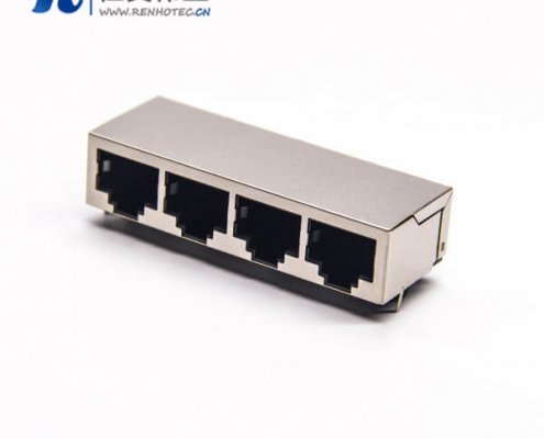 rj45插座8p8c封装网络模块化接插件90度全屏蔽式插板