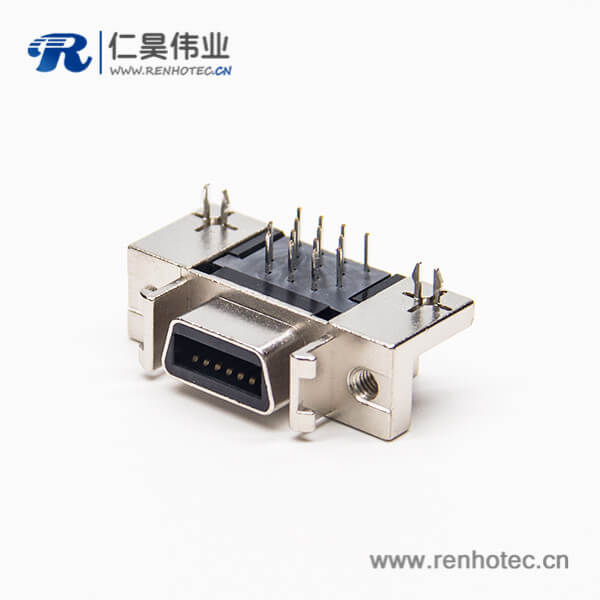 SCSI母座接插件14pin弯式90度插板式带鱼叉脚接PCB板 SCSI母座接插件14pin弯式90度插板式带鱼叉脚接PCB板