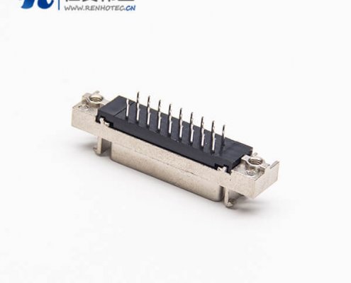 直式SCSI接插件180度母头铆锁连接插PCB板