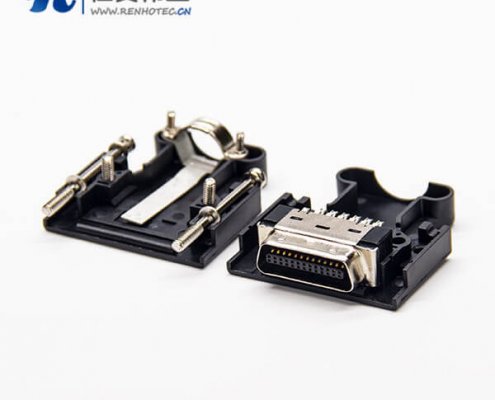 MDR scsi 接插件 26针螺丝式公头黑色外壳塑料