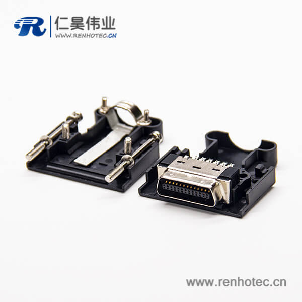 MDR scsi 接插件 26针螺丝式公头黑色外壳塑料 MDR scsi 接插件 26针螺丝式公头黑色外壳塑料